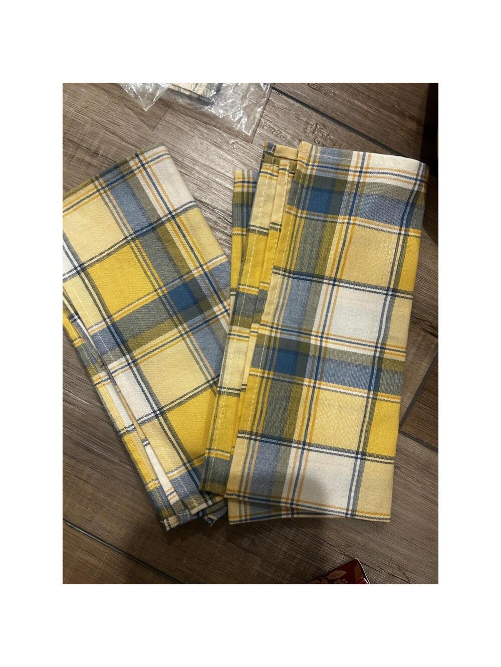 Longaberger CORNFLOWER PLAID NAPKINS 2 PK Fabric fall butternut
